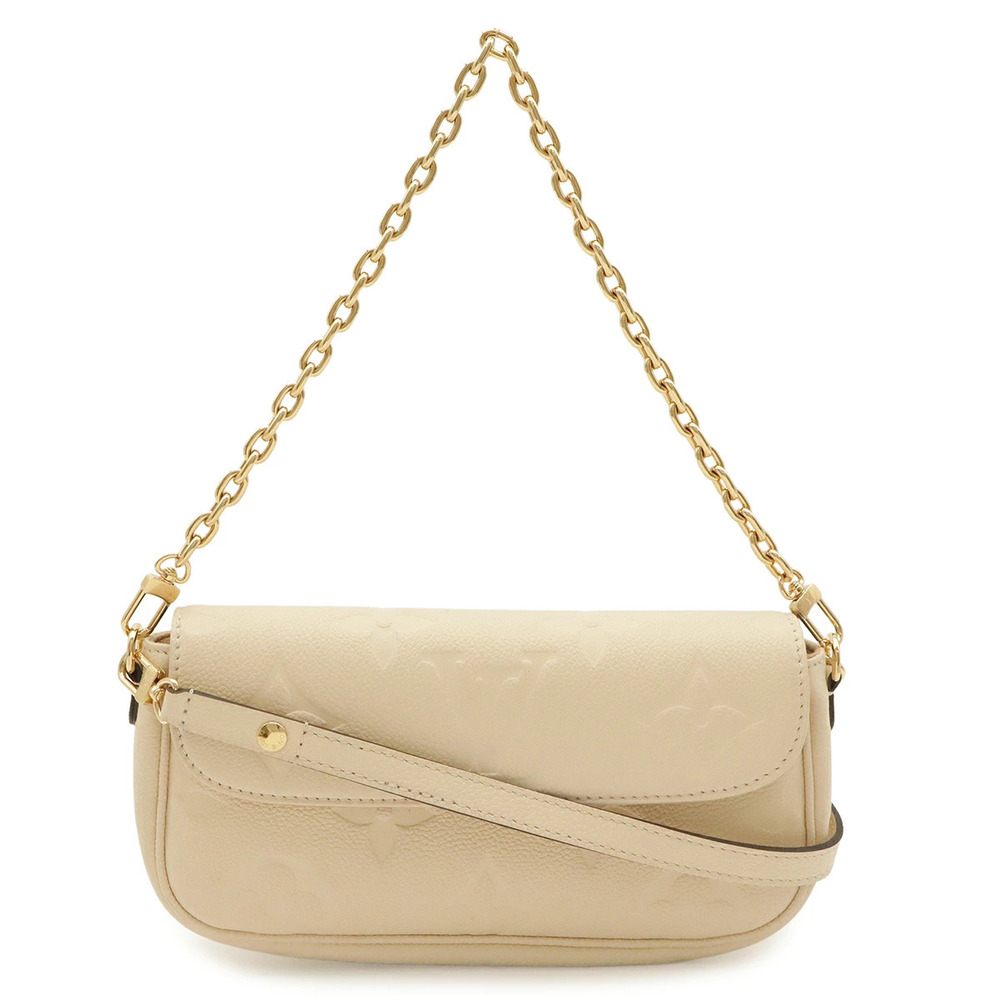 LOUIS VUITTON Monogram Empreinte Wallet on Chain Ivy Shoulder Bag Cream